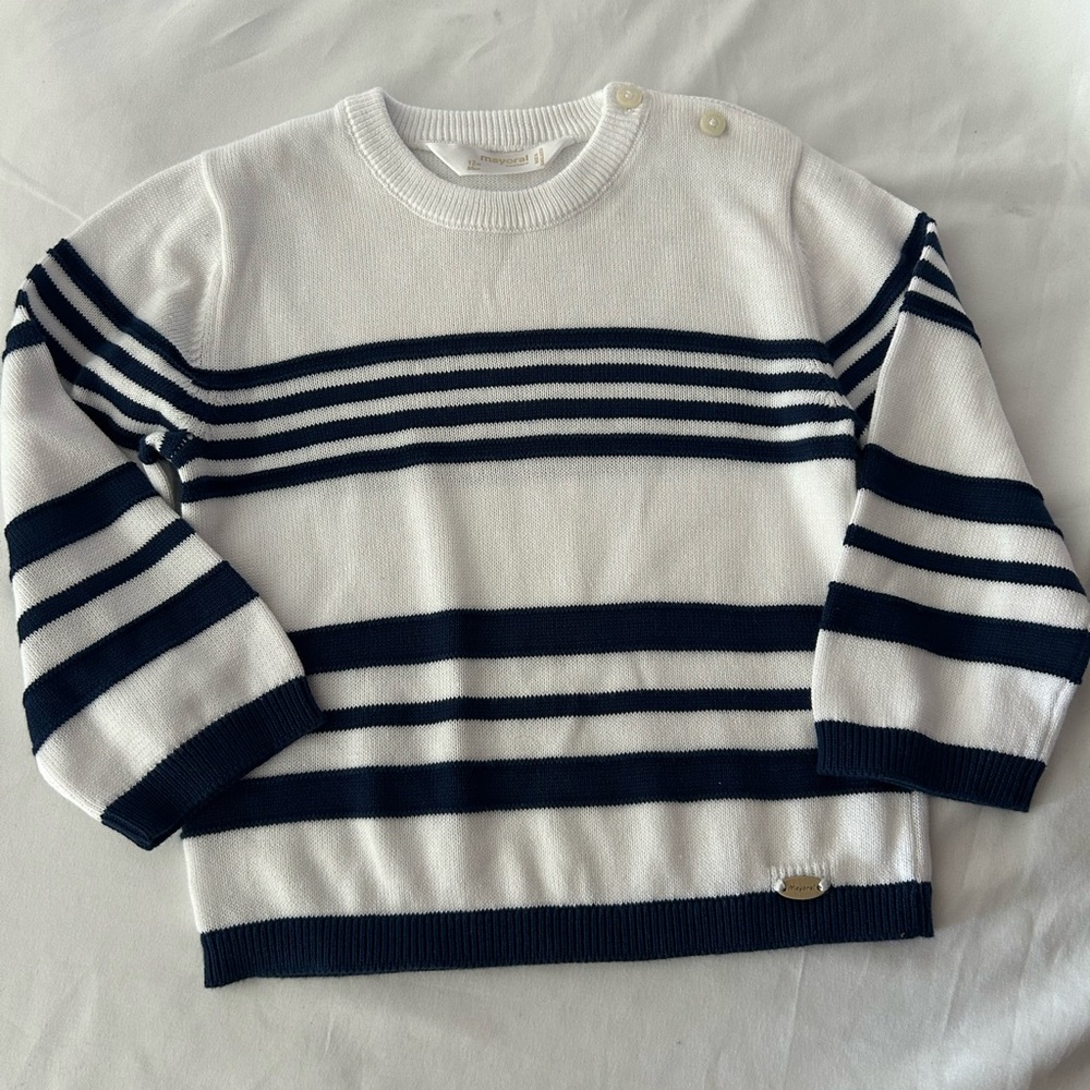 Mayoral Kids Striped Sweater - Navy and White